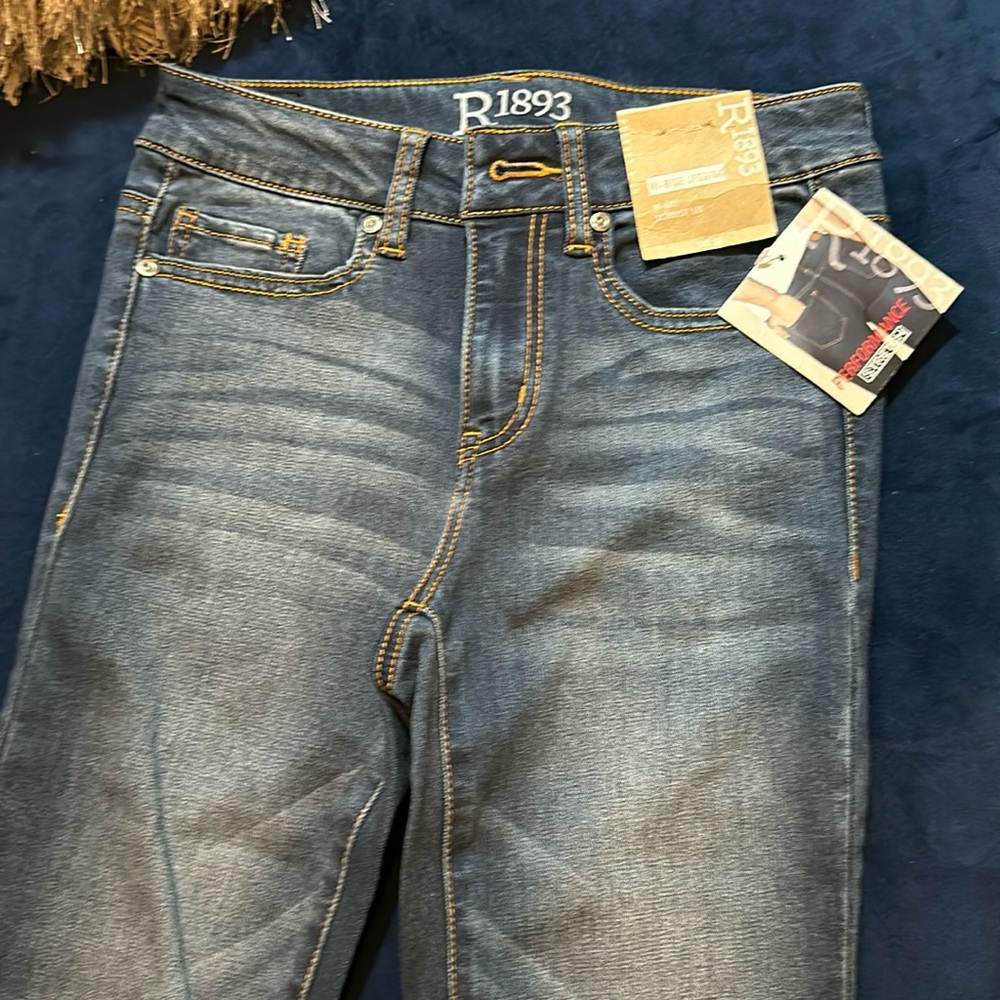 R1893 high-rise blue jeans jeggings, skinniest leg size 2
